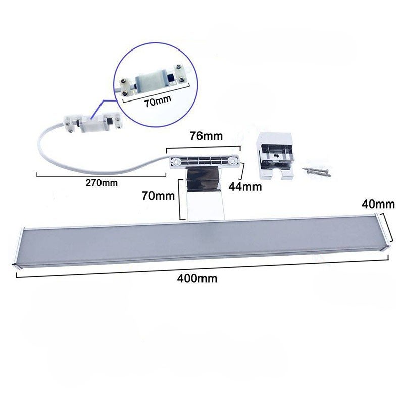 Aplique espejo baño LED 8W - 40cm - Blanco Neutro - Negro - 8