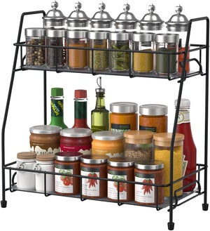 Portaspezie Girevole Relaxdays Con 16 Barattoli In Vetro, Acciaio E Bambù – Pratico E Decorativo Per La Cucina