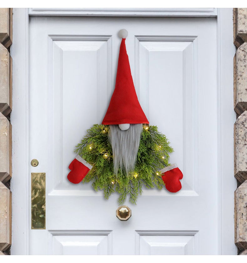 Grinalda de Natal Artificial para Porta da Frente, Decoração de Natal com Luzes, Decoração de Parede para Janela de Natal, Luz Quente - 6