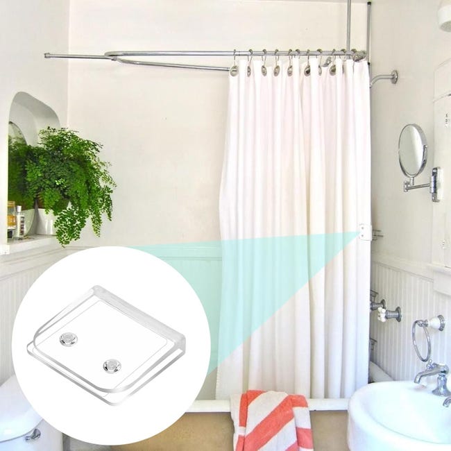 4 Clips Autocollants Pour Rideau De Douche - Anti-éclaboussures Et Coupe-vent - Sans Perçage, Facile à Poser