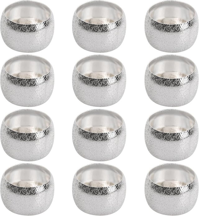 Conjunto 12 Anéis Guardanapo Vintage Metal 4cm Prateado/Dourado - Prendedores Casamentos, Aniversários, Jantares, Banquetes Decoração Mesa