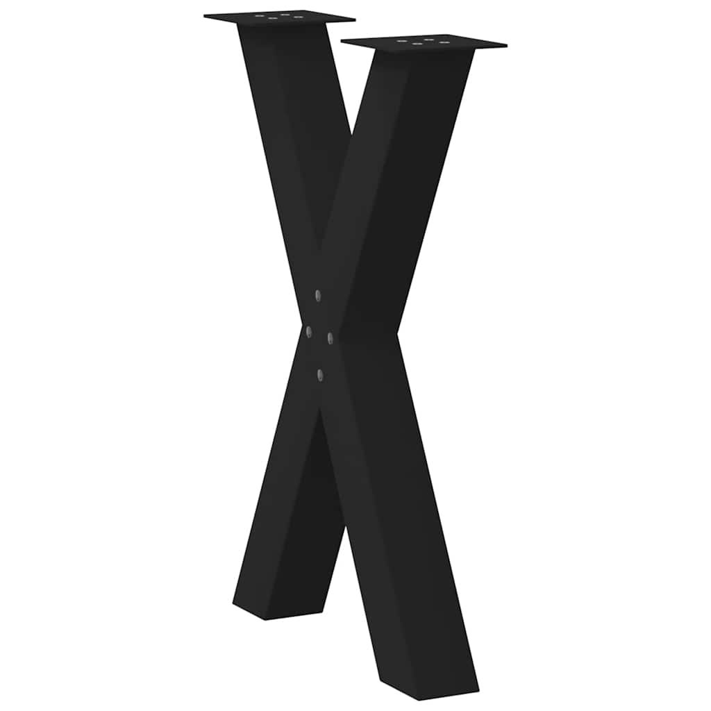 Maison Exclusive - Pieds de table à manger en forme de X, 2 pièces, noir, 50 x (72-73) cm, acier - 4