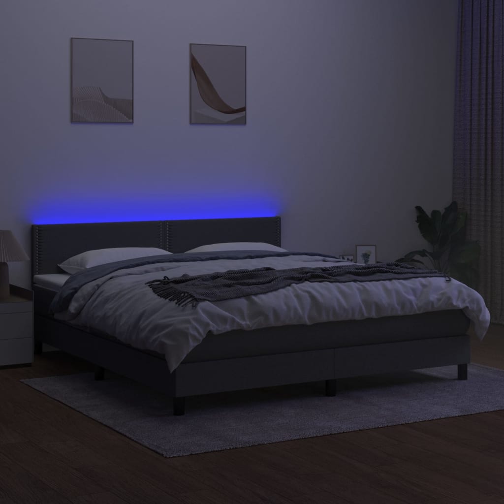 Maison Exclusive - Sommier à lattes de lit et matelas et LED Gris foncé 180x200 cm - 4