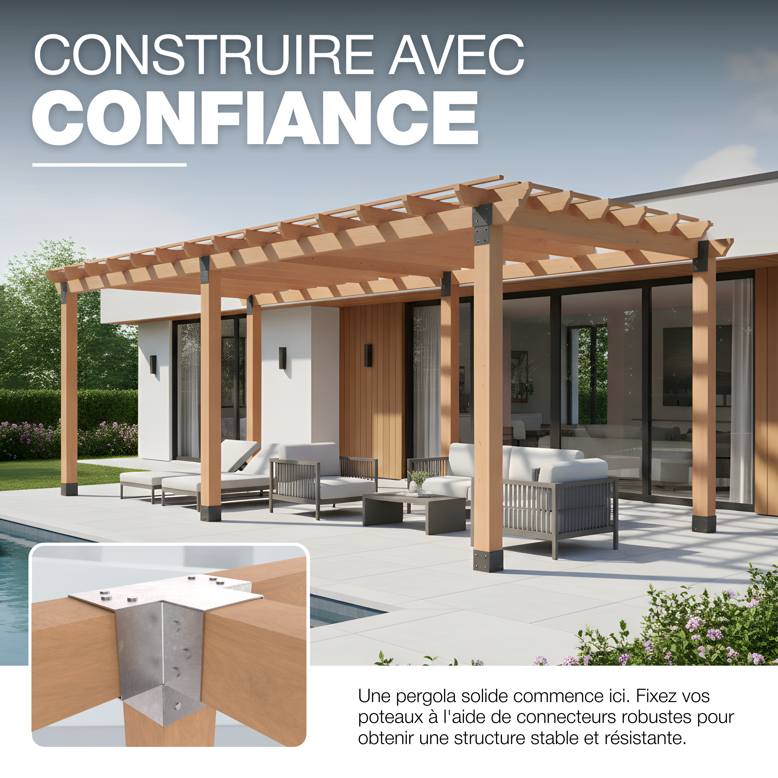 Connecteur de Poteau X 71x71 mm Galvanisé à Chaud Lot de 4 Pergola Connecteur D’Angle 4 Voies Pavilon Support Bricolage Menuiserie GeZu Impex - 5
