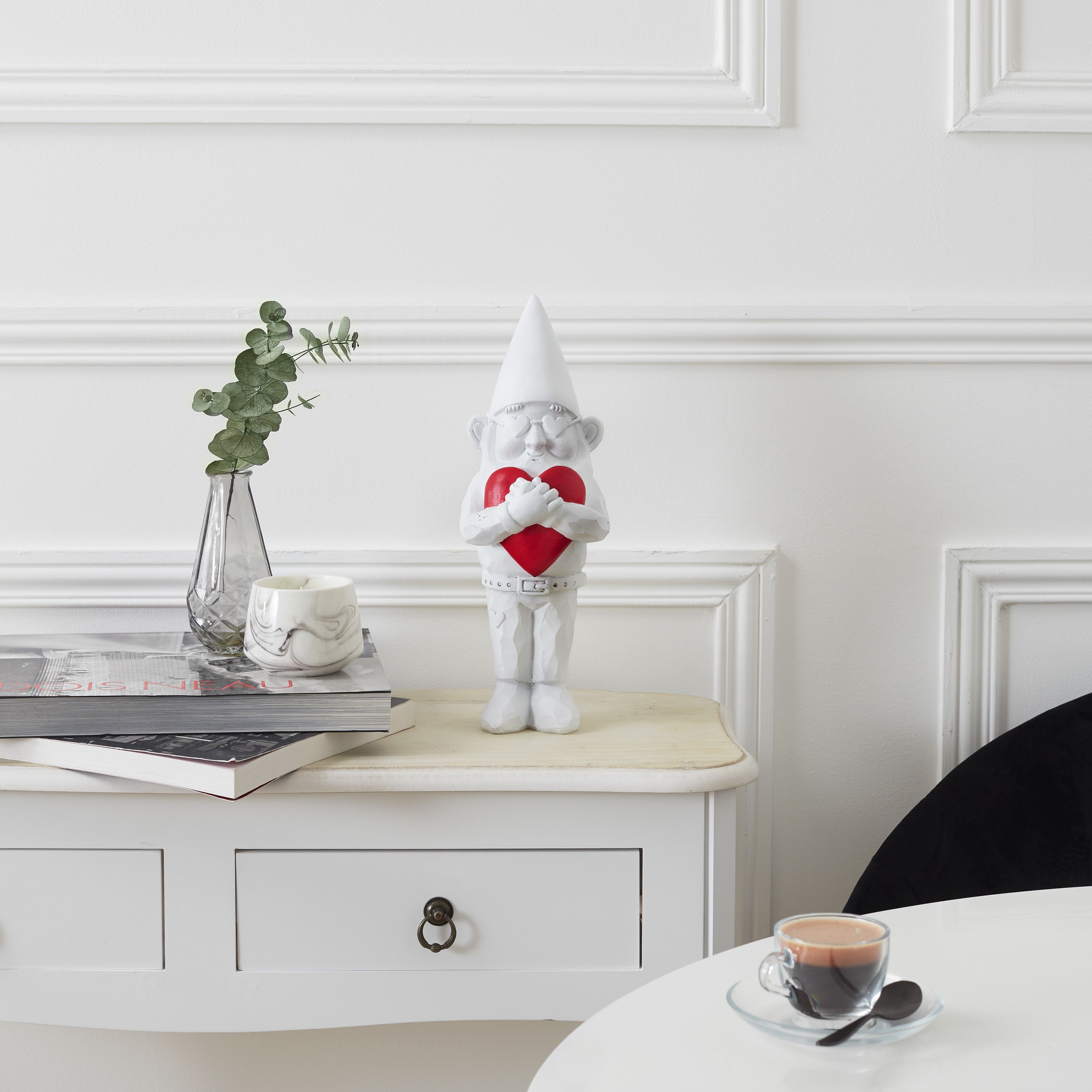 Statue - Home Deco Factory - Nano Love - Romantique - Blanc Et Rouge - 3