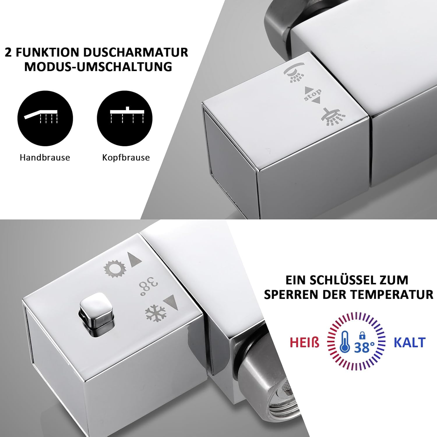 LOVHAUS Termostatyczny System Prysznicowy - Deszczownia i Bateria Ze Stali Nierdzewnej
