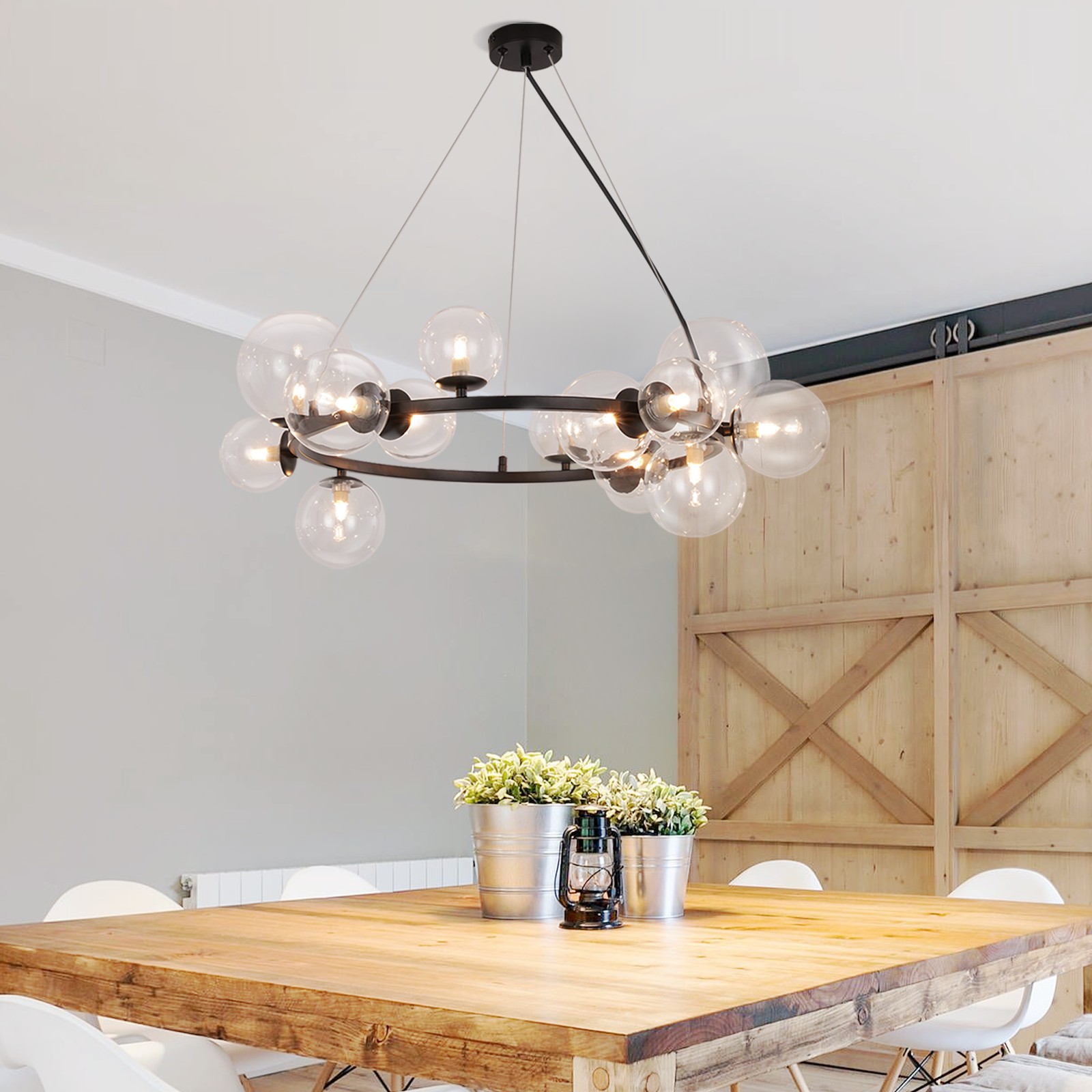 NETTLIFE Lampa wisząca do jadalni Lampa wisząca do salonu - G9 14 płomieni Nowoczesna przezroczysta klatka schodowa - 7