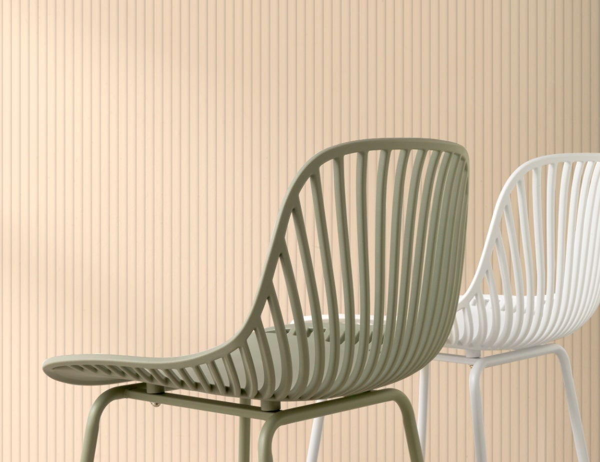 Lot de 2 tabourets en polypropylène pistache avec pieds en métal - 2