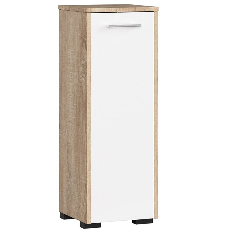 Szafka łazienkowa AKORD FIN Dąb Sonoma 30 cm 1 drzwi kolor Biały mat 2 półki 30x30x82 cm