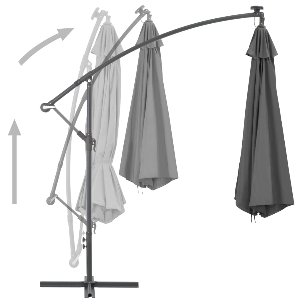 Parasol en porte-à-feux avec poteau Acier 300cm Anthracite - 6