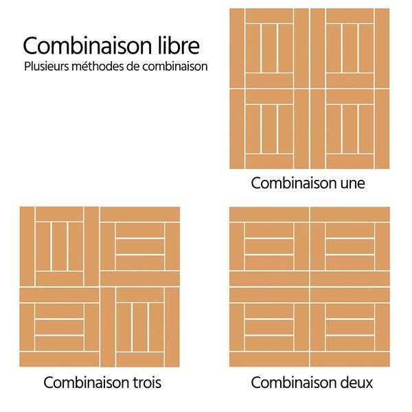 Lot de 27 Caillebotis Bois Exterieur Bois Naturel 7 Lattes Yaheetech - 6