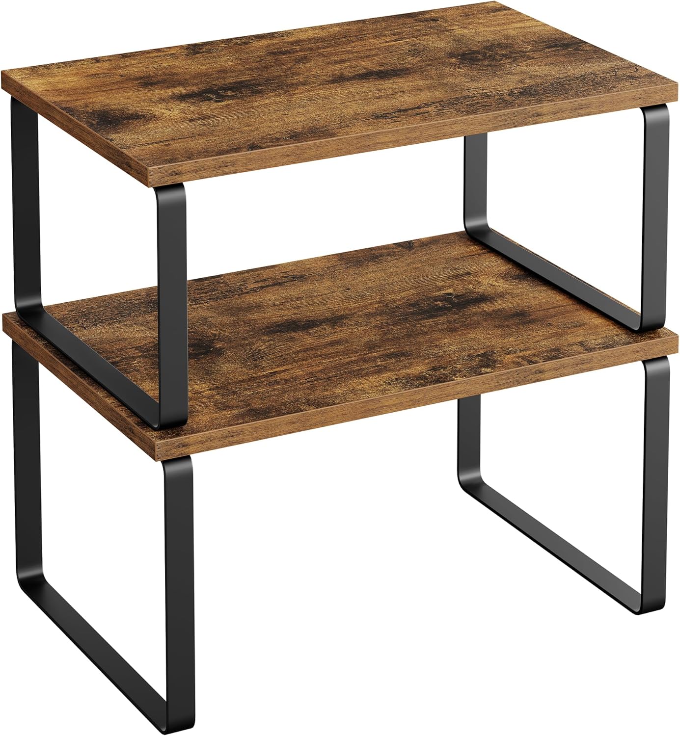 Songmics Especiero, Juego De 2 Organizador De Armario Extensible, Especiero De Metal Y Madera De Ingeniería, Y Rústico Negro/Marrón , Leroy Merlin