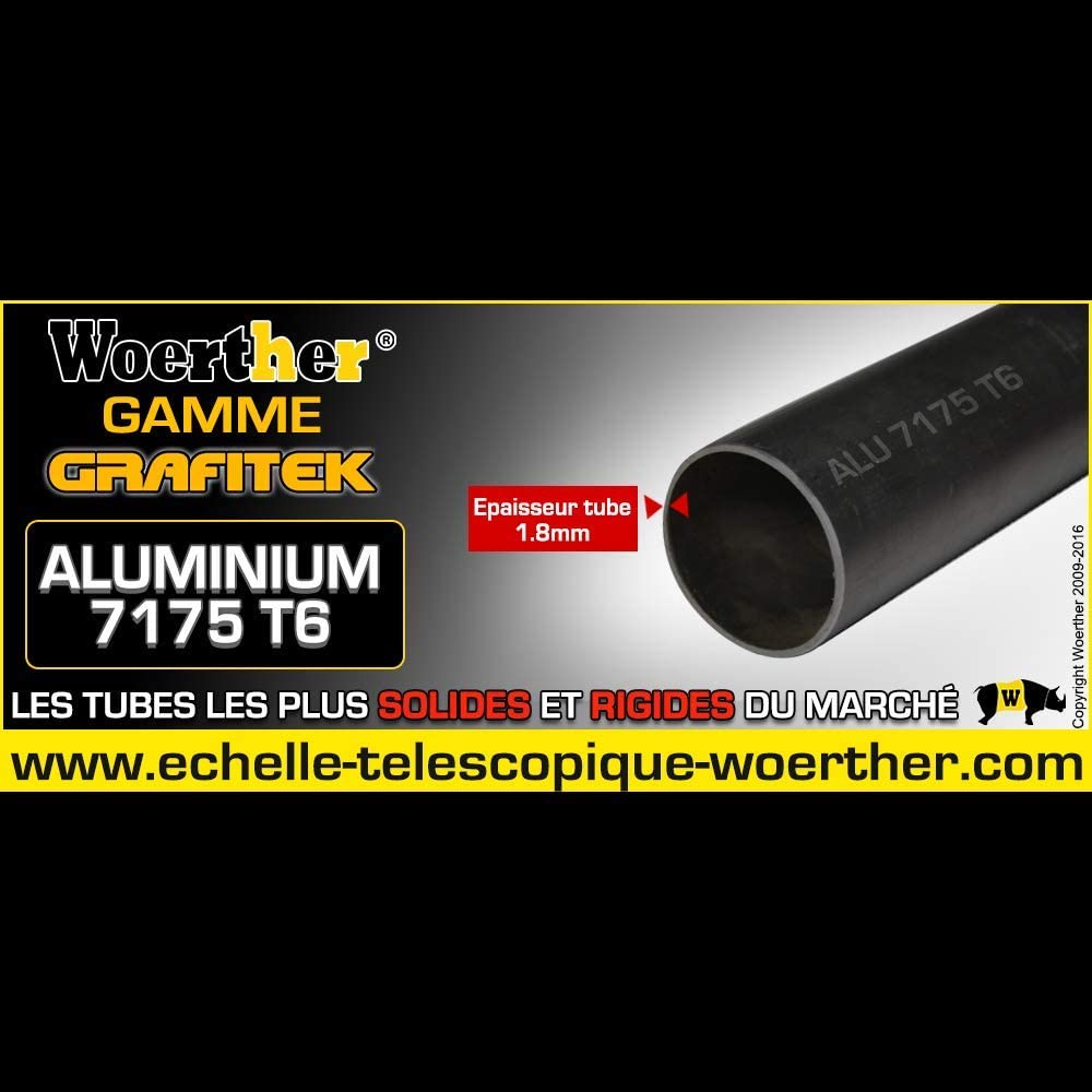 Echelle Scabeau Télescopique Woerther 5m60-2m80 Avec Double Barres Stabilisatrice avec Plateforme porte outils et peinture - 8