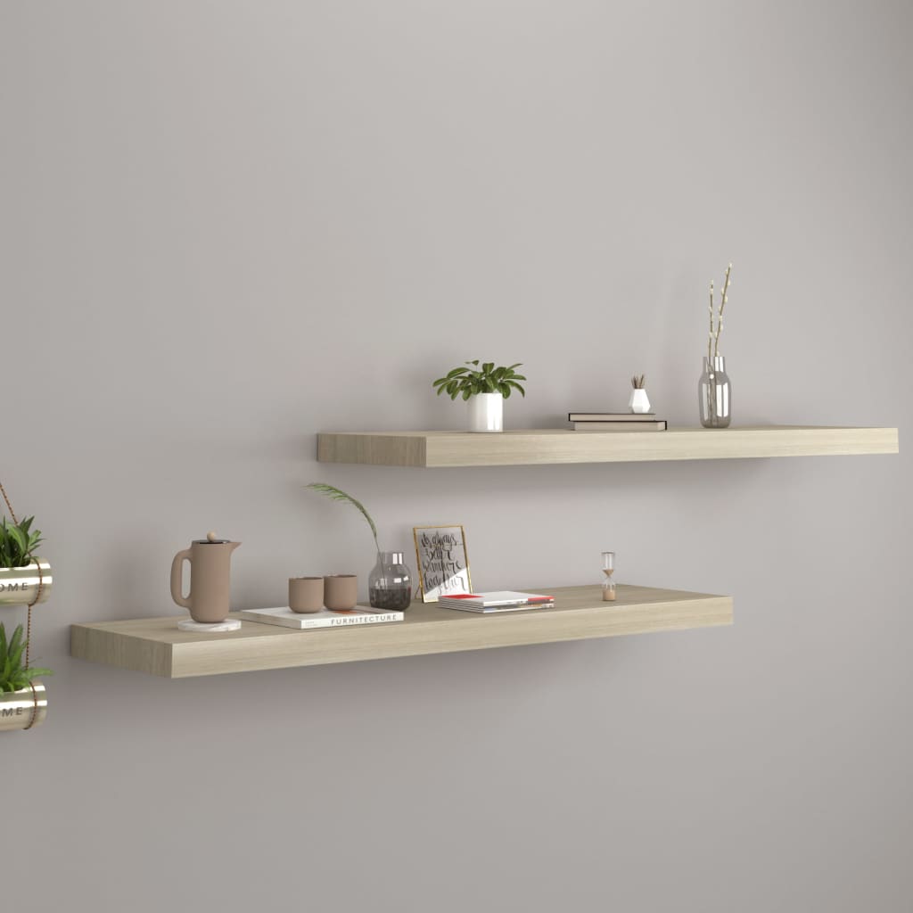 Étagères Murales Flottantes Casaria – 2 étagères Blanc 50 Cm – Design Moderne Et Fixation Invisible