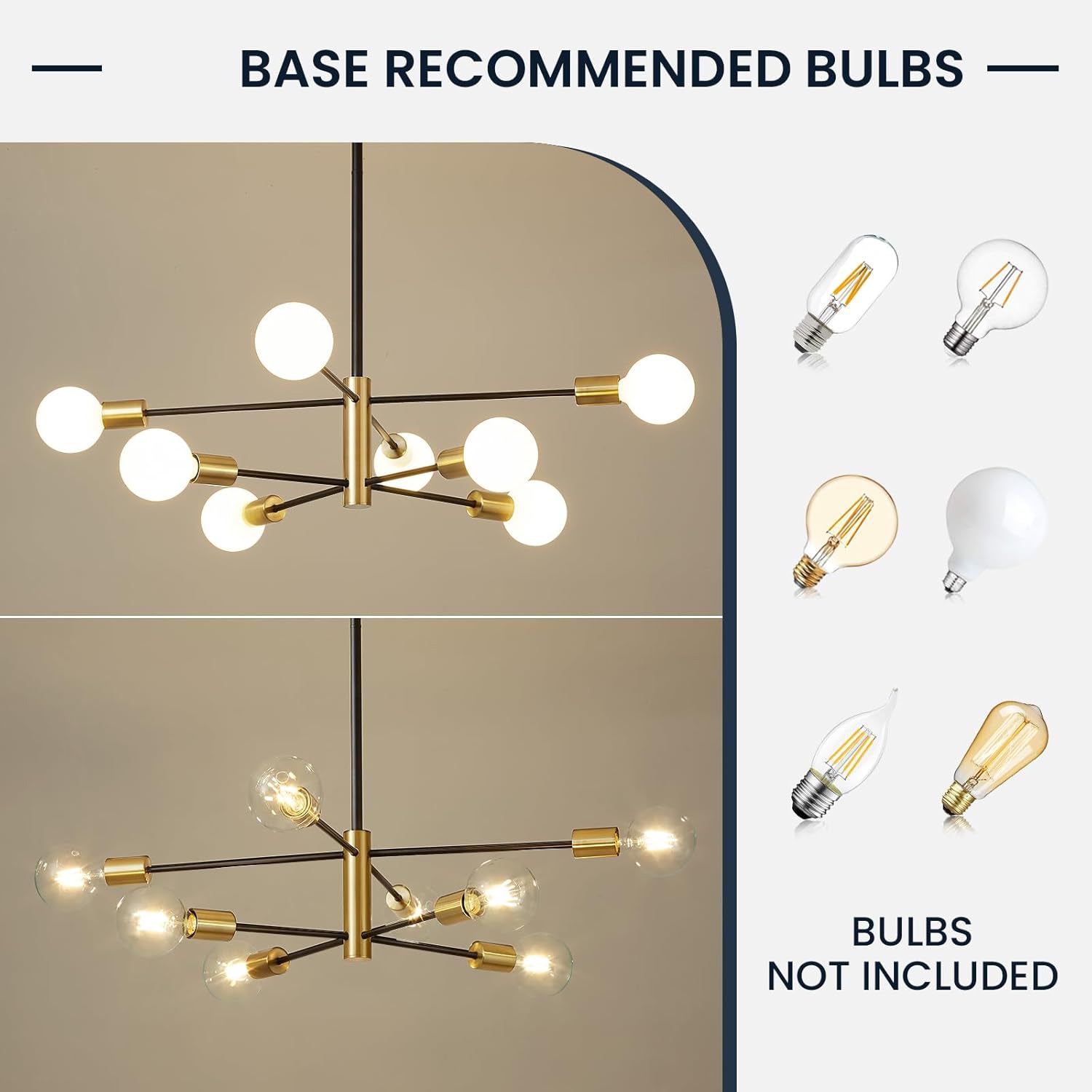 Żyrandol Sputnik, lampa wisząca 8-punktowa, lampa sufitowa w stylu retro industrial, nowoczesny żyrandol, czarno-złoty (bez białej żarówki) - 9