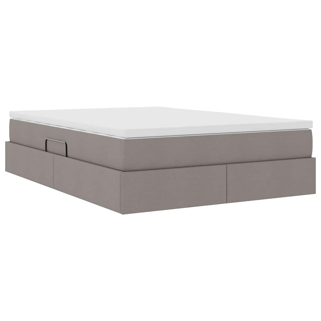 Lit avec rangement et matelas taupe 140 x 200 cm polyester - 5