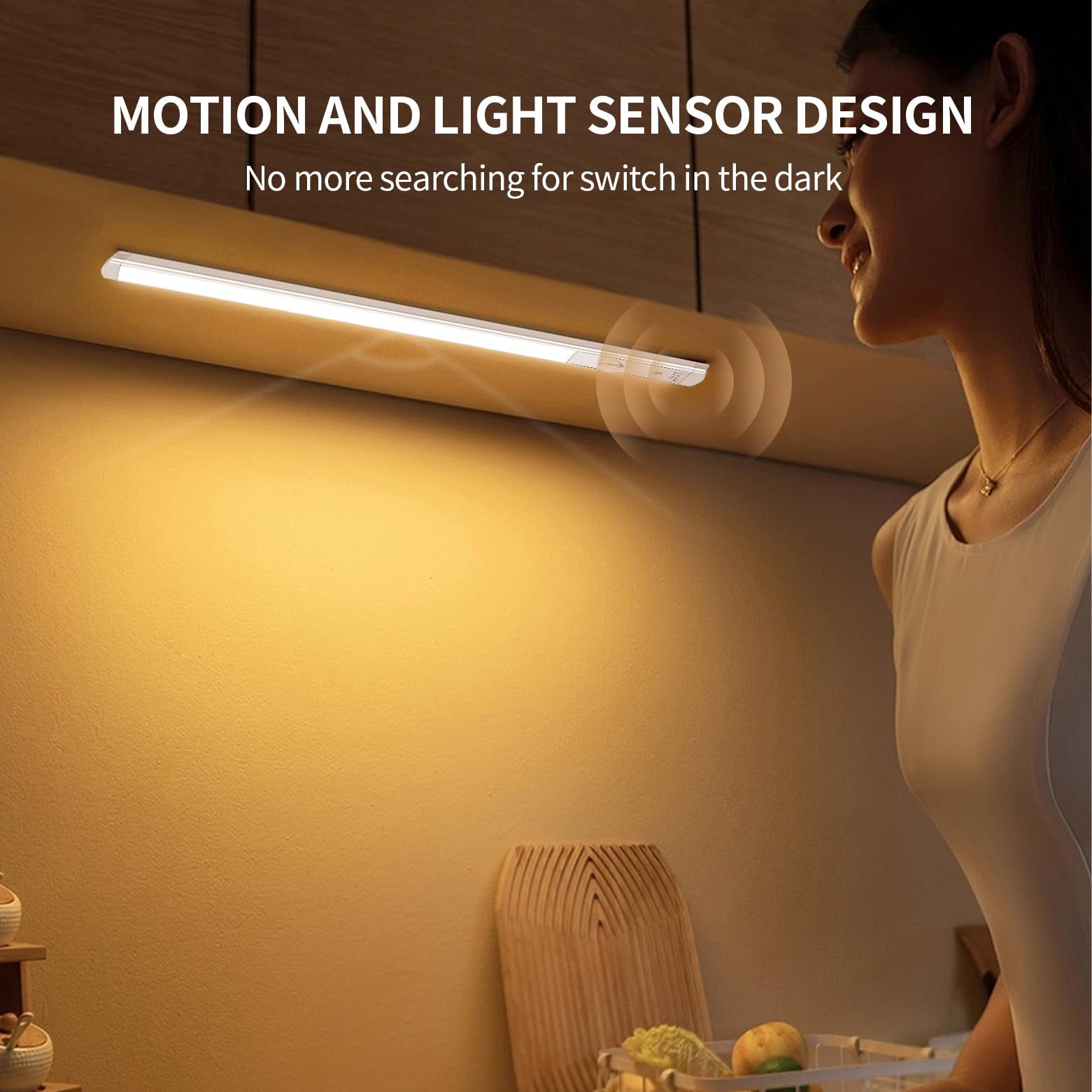 Confezione da 3 luci con sensore di movimento per interni, luci LED per