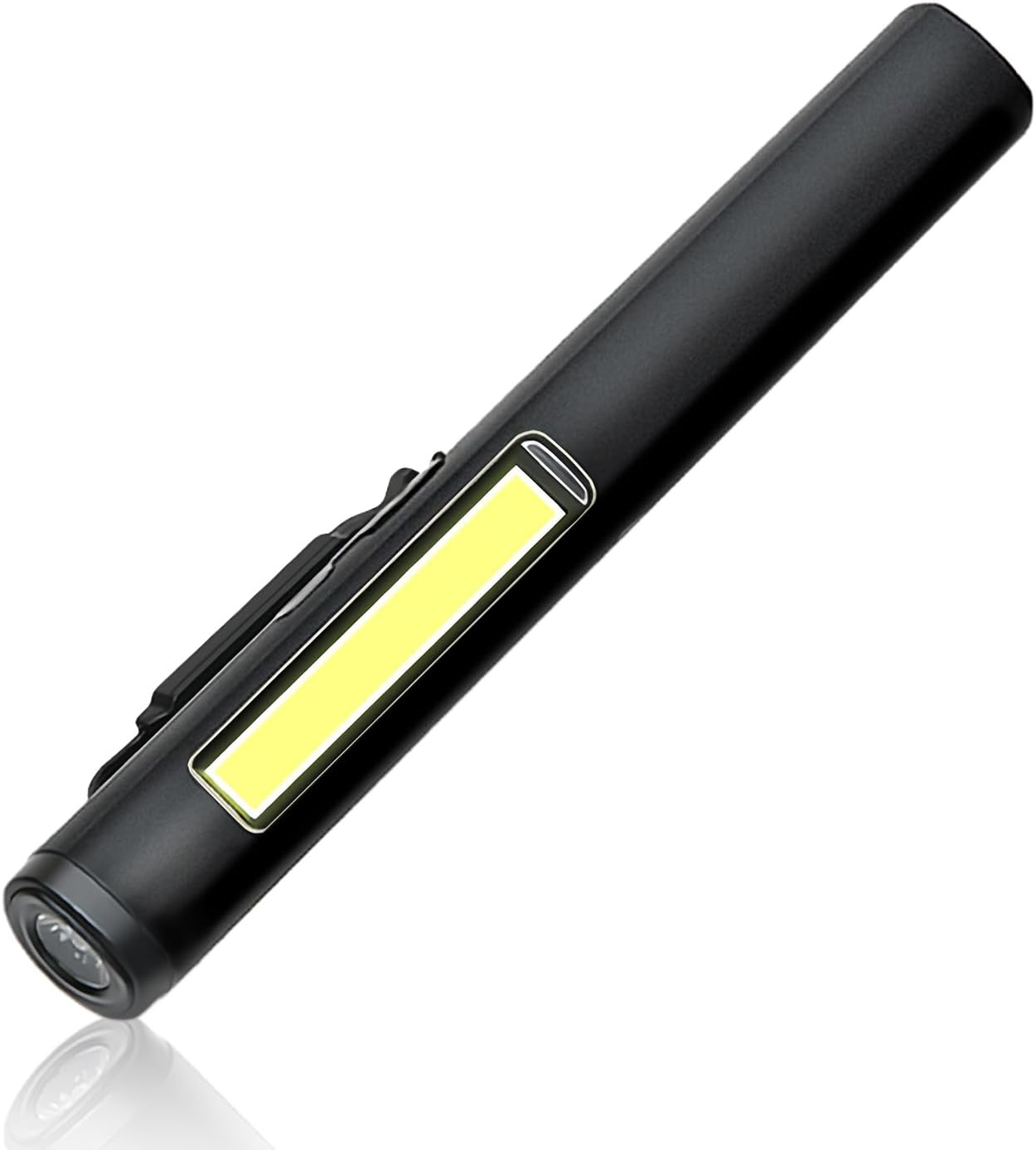 Mini latarka, latarka LED, latarka długopisowa, przenośna, z magnetyczną podstawą i klipsem kieszonkowym, wodoodporna, ładowana przez USB – czarna