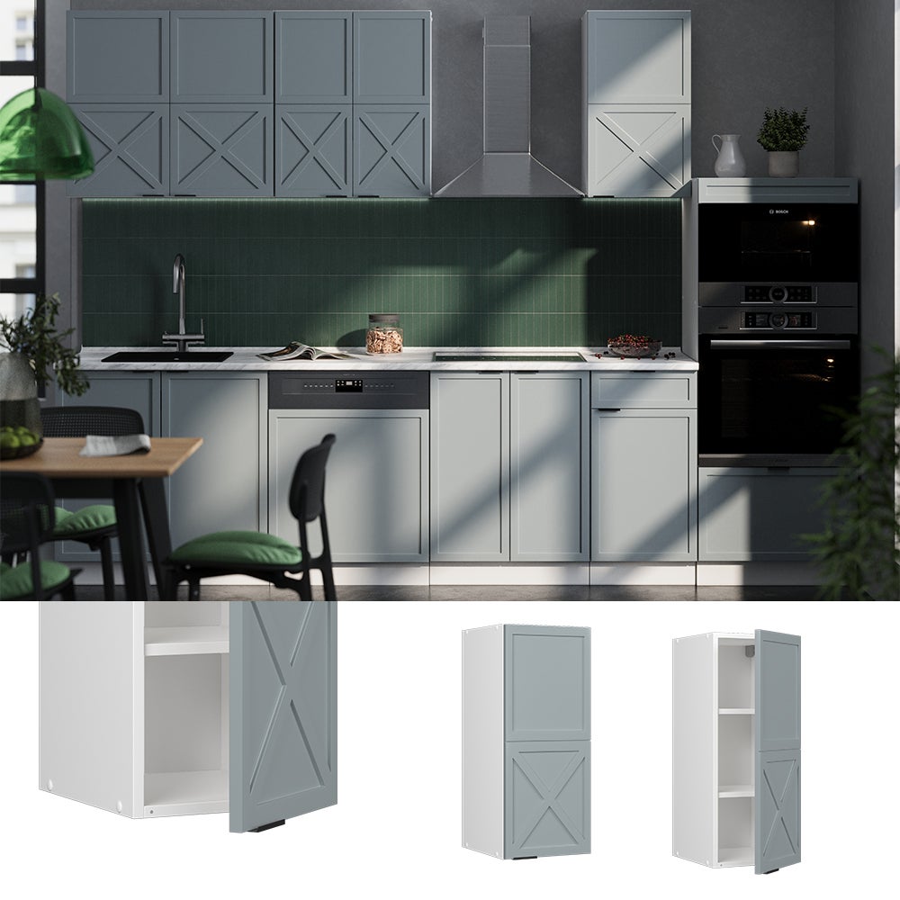 Vicco Elément haut de cuisine Fame-Line, Bleu clair-gris, 30cm - 2