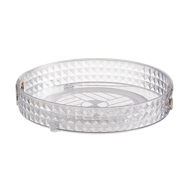 Support de stockage rotatif, support de stockage à plateau tournant pour cosmétiques, grand monocouche, blanc transparent