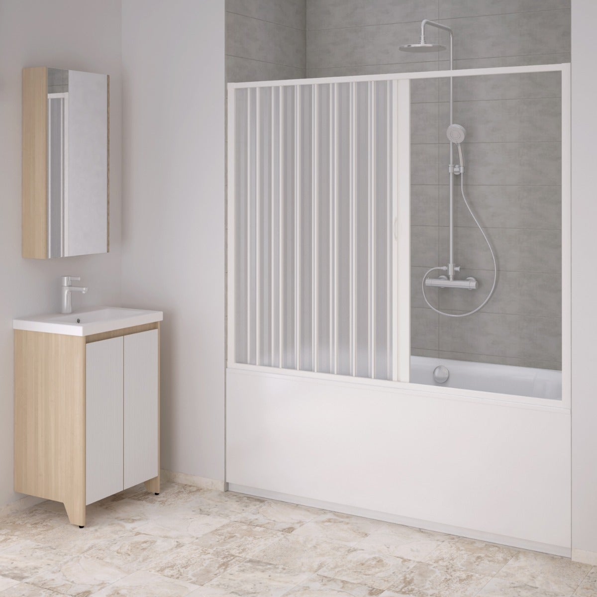 Paroi Pare-Baignoire 170-140 CM en Pvc mod. Nova Kit Vasca avec ouverture latérale - 6