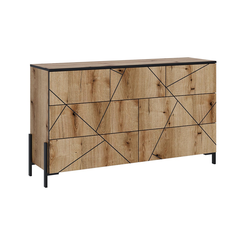 Vicco Kredens Hatto, Dąb, 139.8 x 80.2 cm z 7 szufladami
