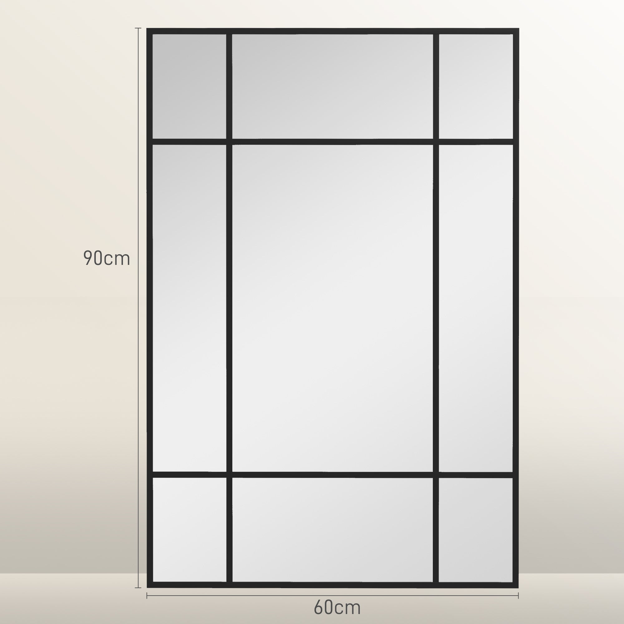 Miroir Mural Style Fenêtre.Fixation Verticale et Horizontale.90x60cm ...