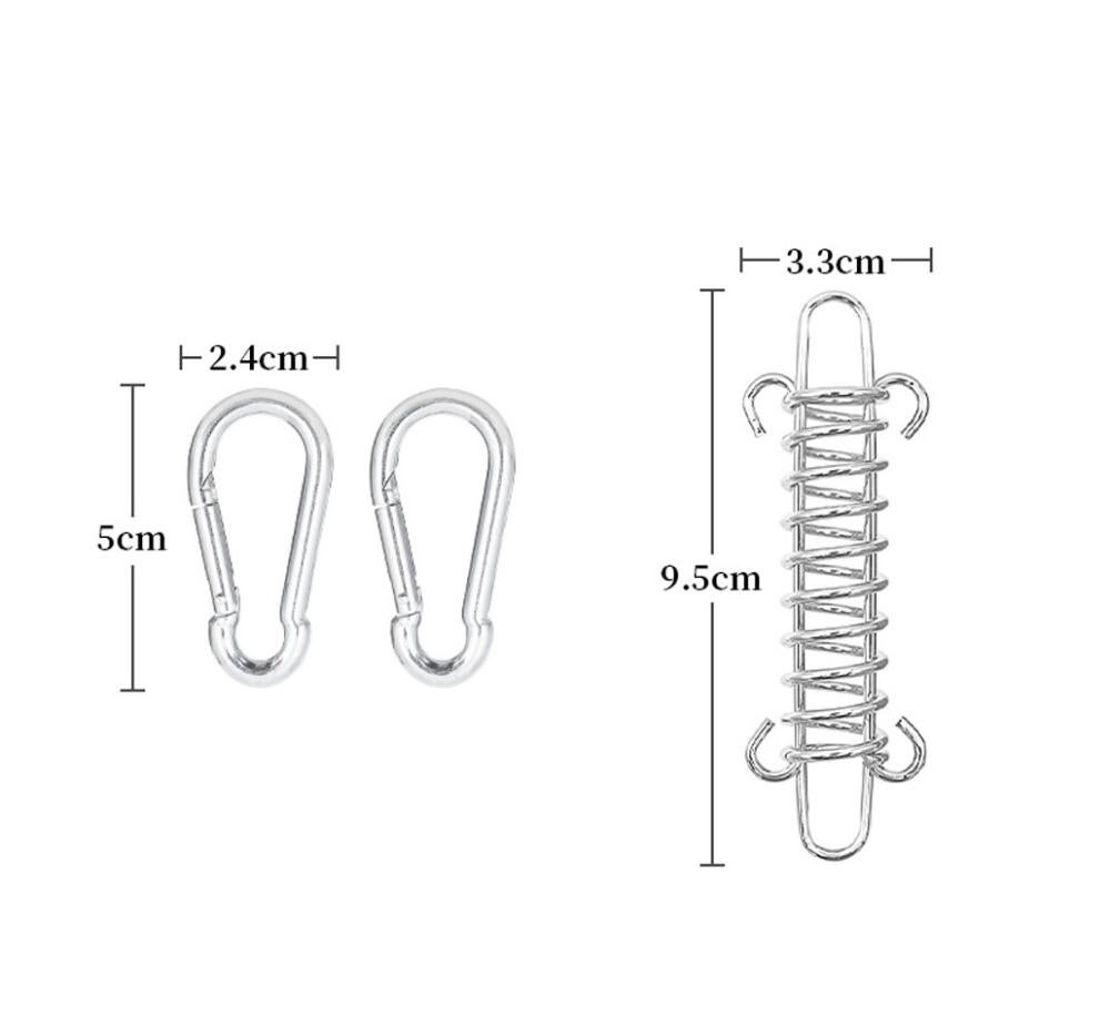 Kit De 4 Ressorts De Tension Avec Double Crochet + 4 Mousquetons – En Acier Inoxydable – Pour Tente, Voile D’ombrage, Bâche, Auvent – Réglage Selon Le Vent