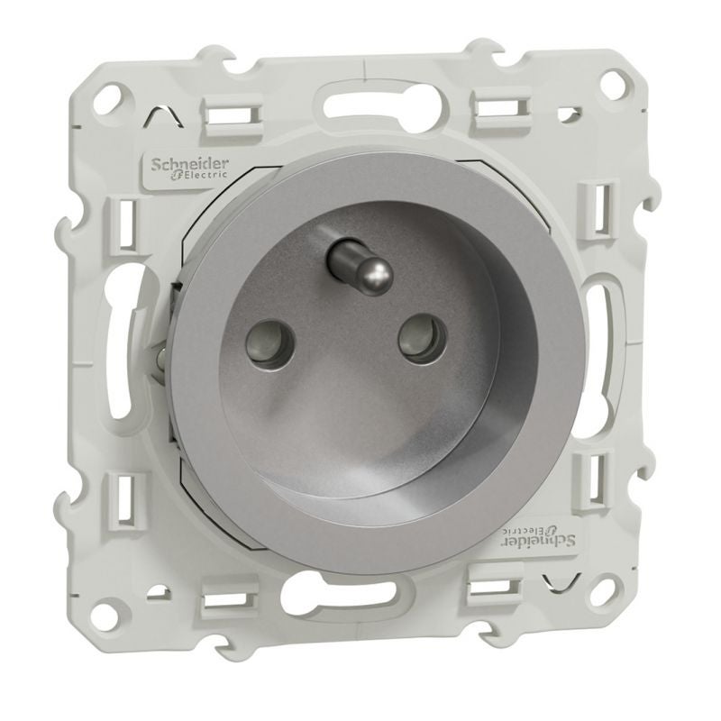 Schneider Electric Unica Base 2P+TTF Schnellkupplung In Aluminium – Modernes Schalterprogramm