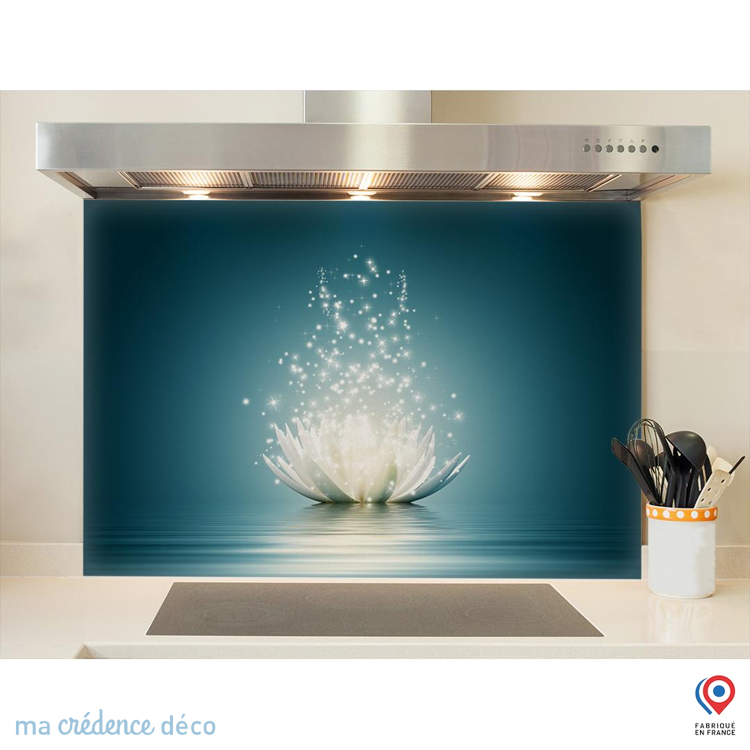 DEQORI Crédence de cuisine en verre - Motif fleurs laiteuses - 60 x 60