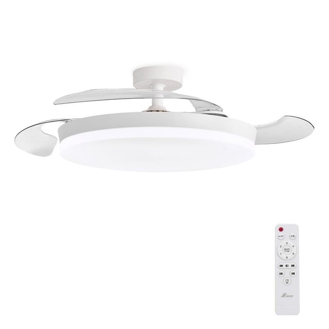 Ventilador de techo con luz LED 3NOD Concept Ova blanco 107 cm DC mando aspas retráctiles