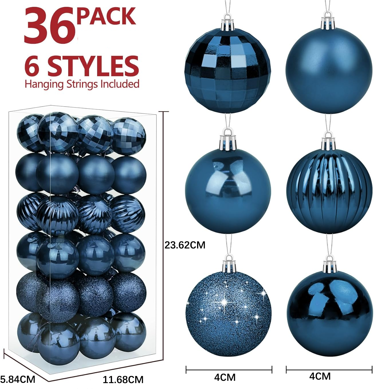 Conjunto de 36 enfeites para árvores de Natal, Conjunto de bolas de Natal, Pingentes para árvores de Natal, Presente de Natal, Decorações de Natal - 4