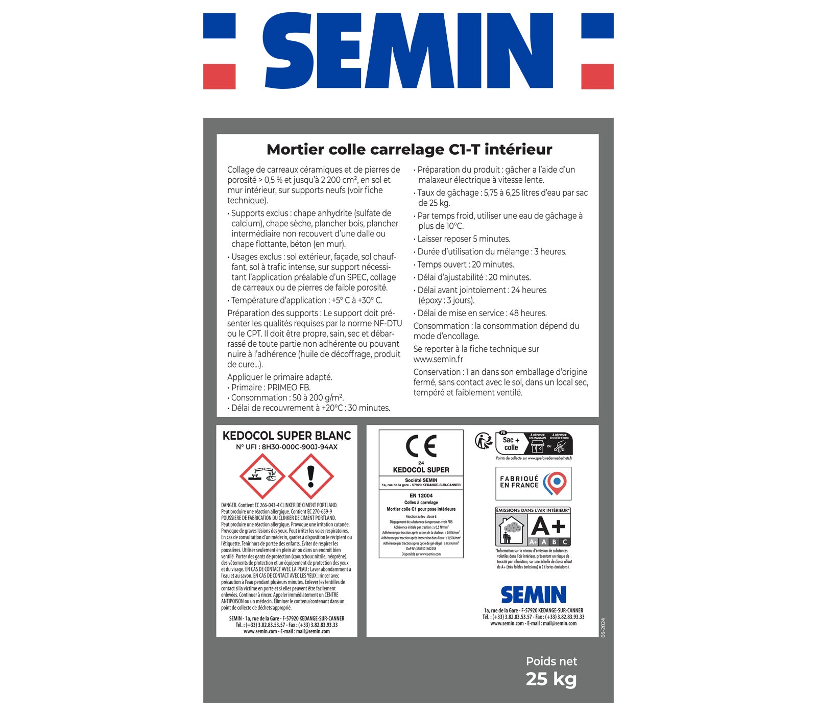 Mortier Colle pour Carrelage Kedocol Super Blanc Semin, Poudre, Intérieur, sac de 25 kg - 6