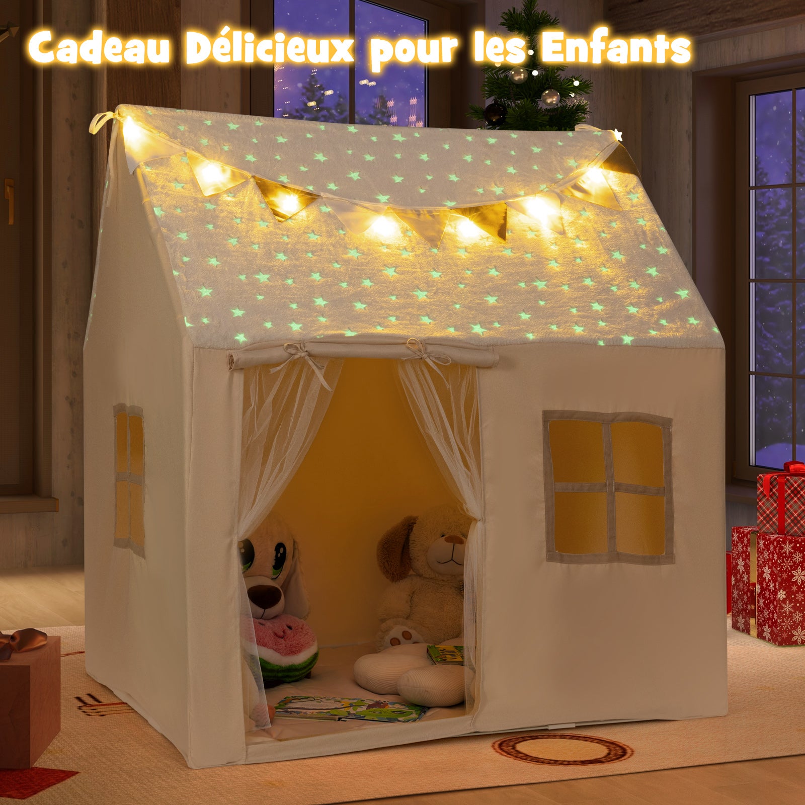 Tienda de Campaña Infantil, Casita Infantil de Tela con Cortinas