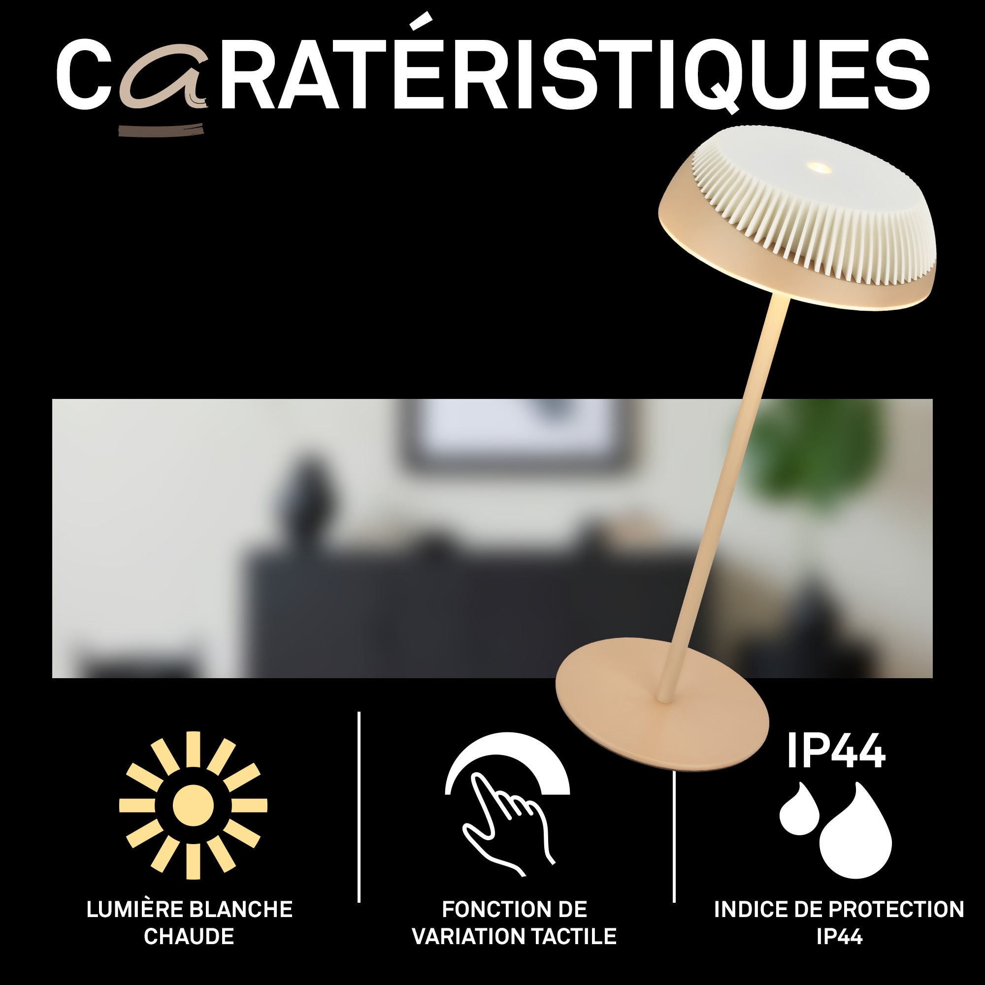 Lampe de table LED - German Design Award - Sans fil - Tactile - Ø14x32cm - Blanc chaud - 2W, 200lm - Briloner - 2