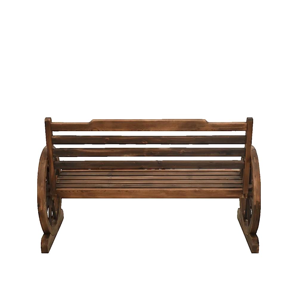 Ławka ogrodowa vidaXL drewno sosnowe lite 112 cm wzór koła wozu