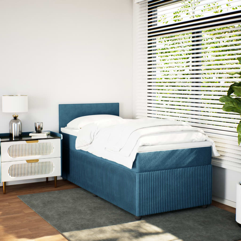 Sommier à lattes de lit avec matelas bleu 100x200 cm — COMFORTXL - 4