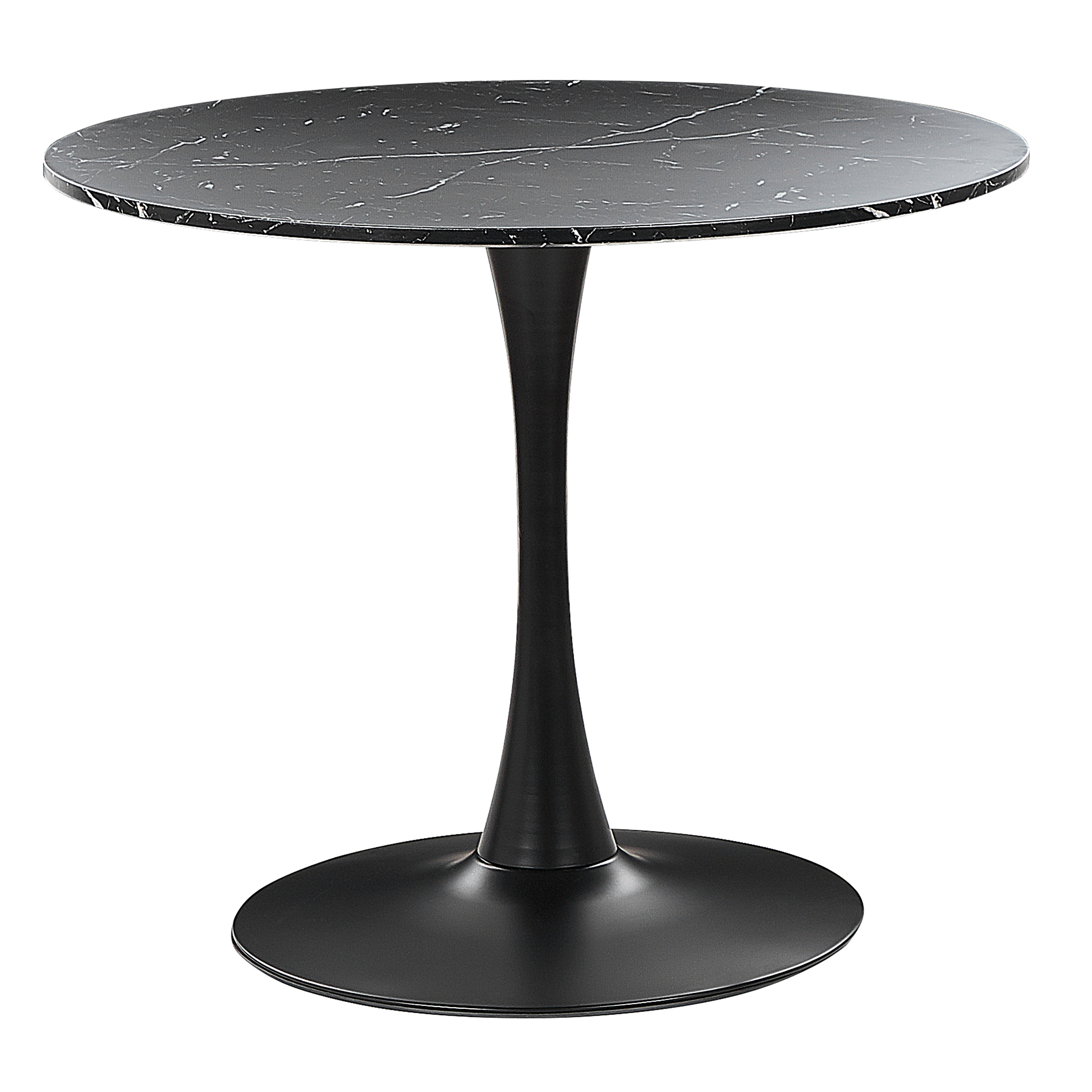 Beliani Mesa De Comedor Boca Mármol 90 Cm 90 Cm Negro , Leroy Merlin