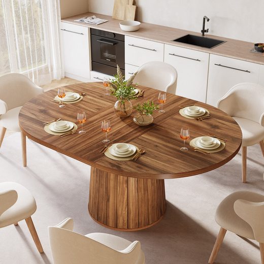Tribesigns Mesa de comedor ovalada, Mesa de comedor de cocina de 140 cm para 4-6 personas - 2