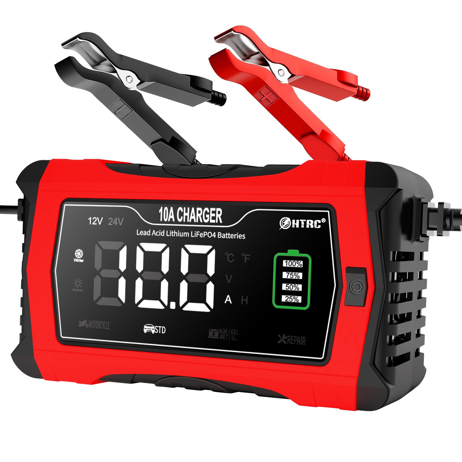 Chargeur de Batterie Voiture 12V 10A LiFePO4 Chargeur pour Auto Moto