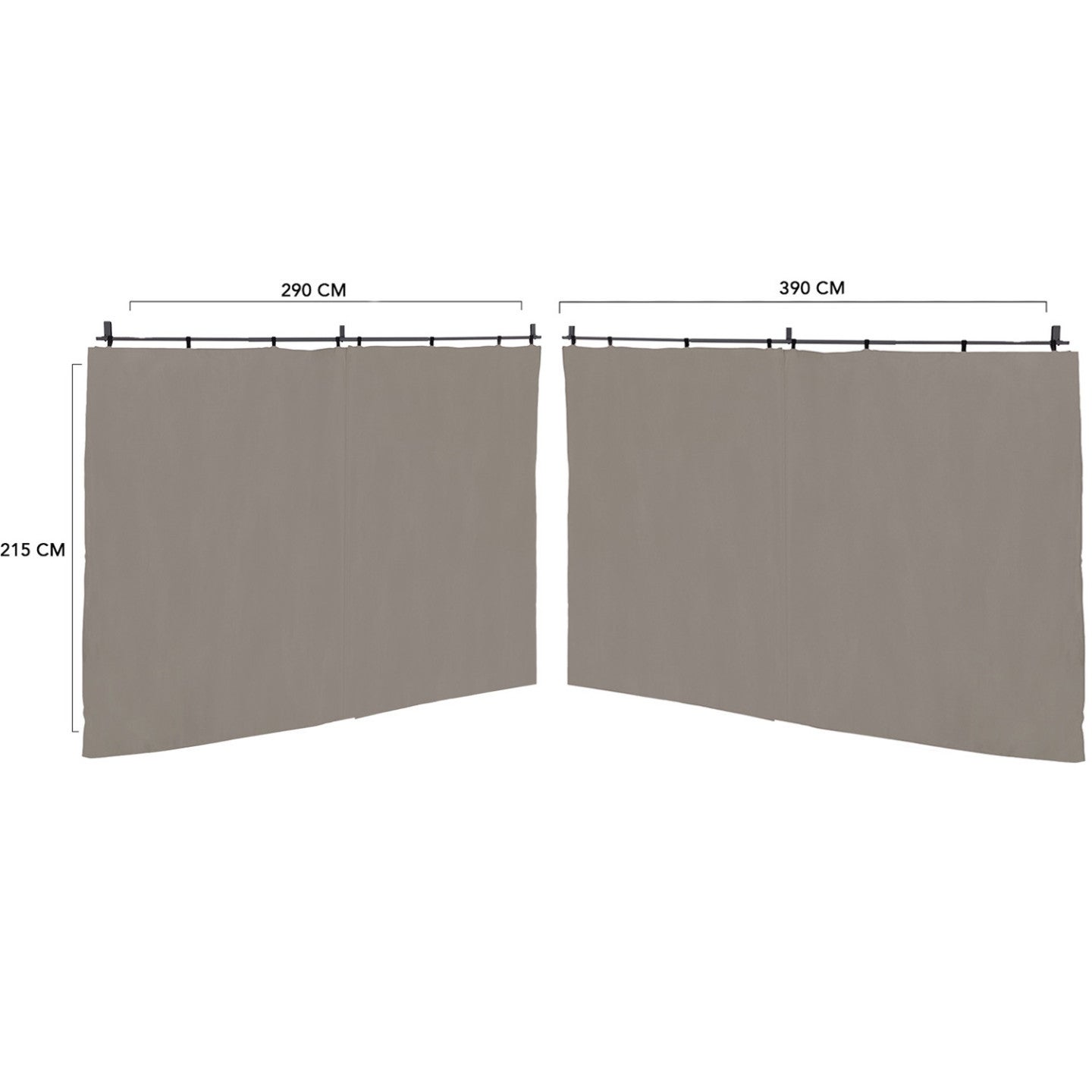 Lot de 2 rideaux pour pergola taupe 3 et 4 M panneaux muraux avec fermeture éclair - 5