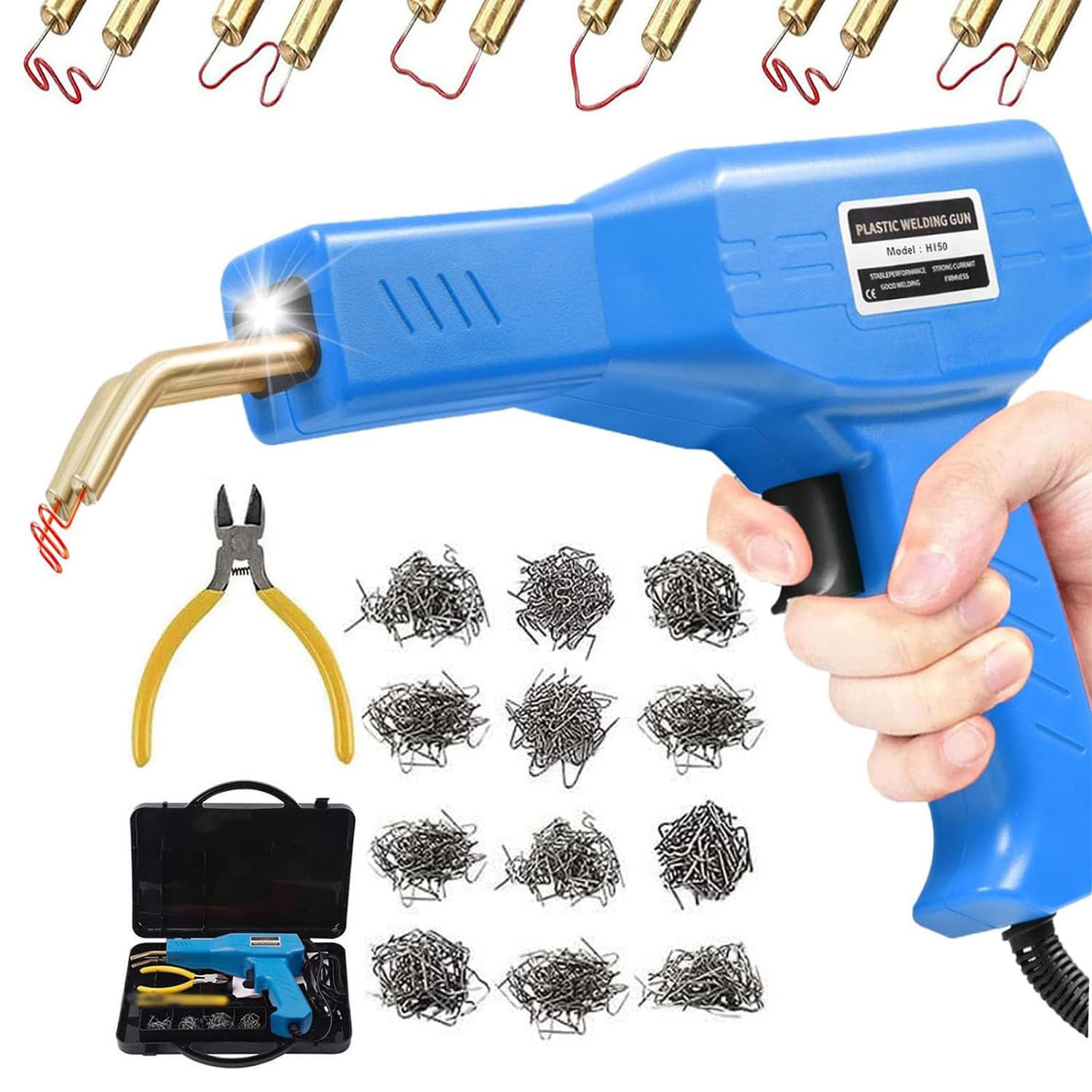 Zestaw do naprawy zderzaków samochodowych, pistolet do spawania naprawczego, spawarka do plastiku z zszywaczem termicznym i 200 zszywkami