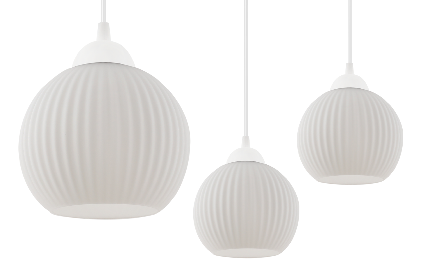 Lampa sufitowa wisząca Riffle loft 3xE27 klosz kula biała Light Home LH - 5