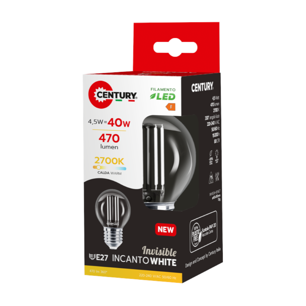 FIL LAMPE LED SFERA INCANTO BLANC SIÈCLE VOLT CHAUD 230 WATTS 4,5 LUMEN 470 E27 - 3