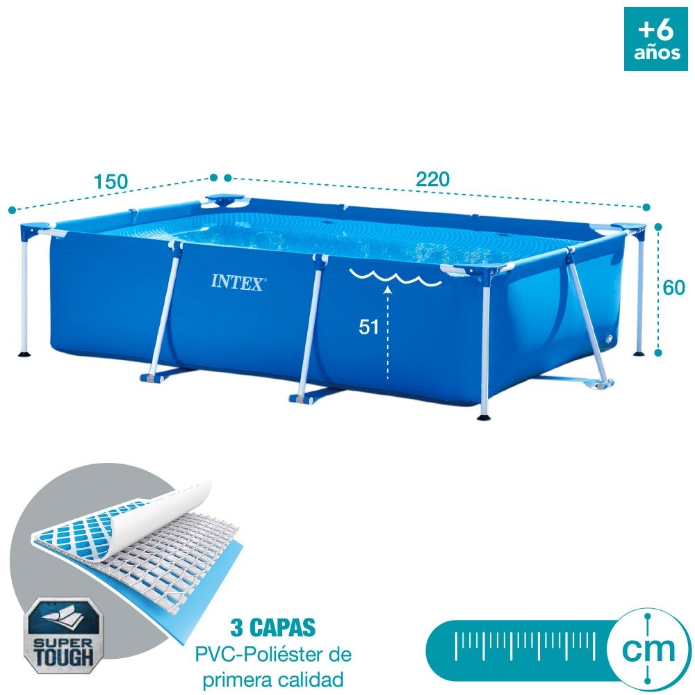 Piscina desmontável INTEX small frame 220x150x60 cm - 1.662 l - 5