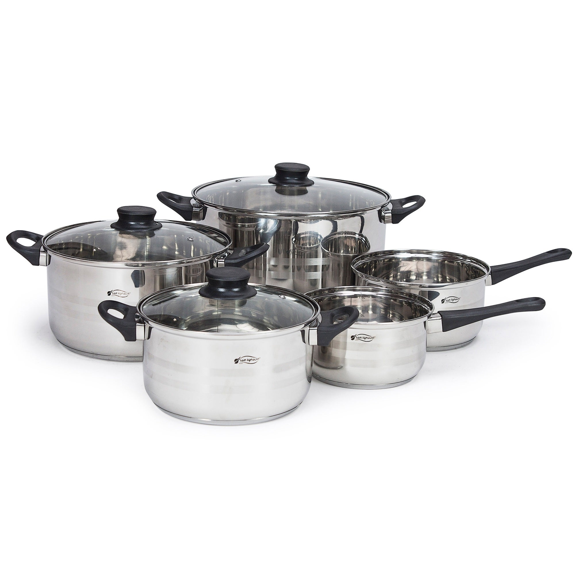 Set De Cuisine Arthur Martin 8 Pièces Inox - 3 Poêles 20-24-26 Cm, 2 Casseroles 16-20 Cm, Couvercles Verre, Tous Feux Dont Induction