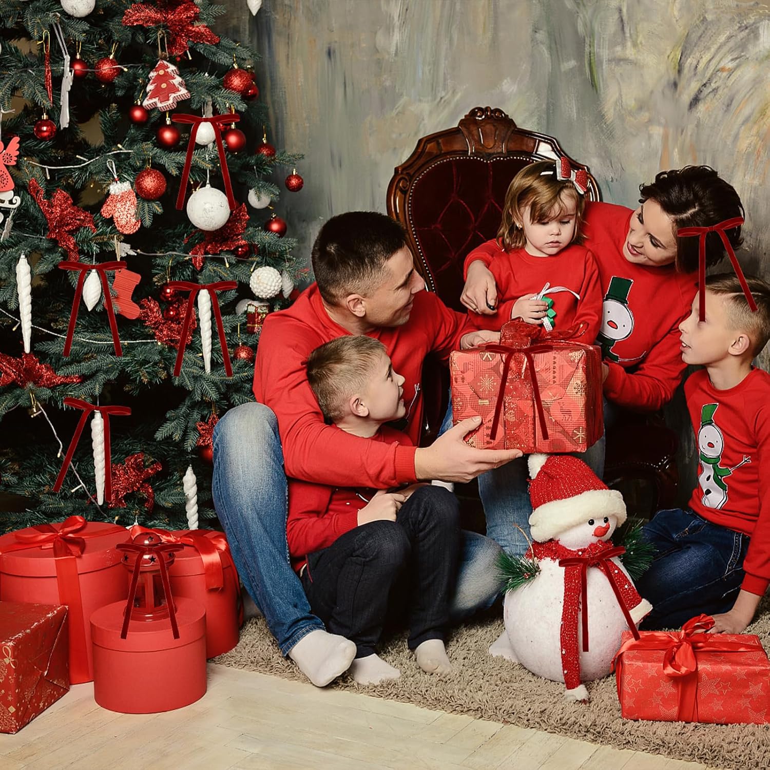 24 Laços de Natal para Artesanato, Laços de Presente para Árvore de Natal, Laços de Fita Vintage para Casa, Casamento, Decoração de Exterior - 7