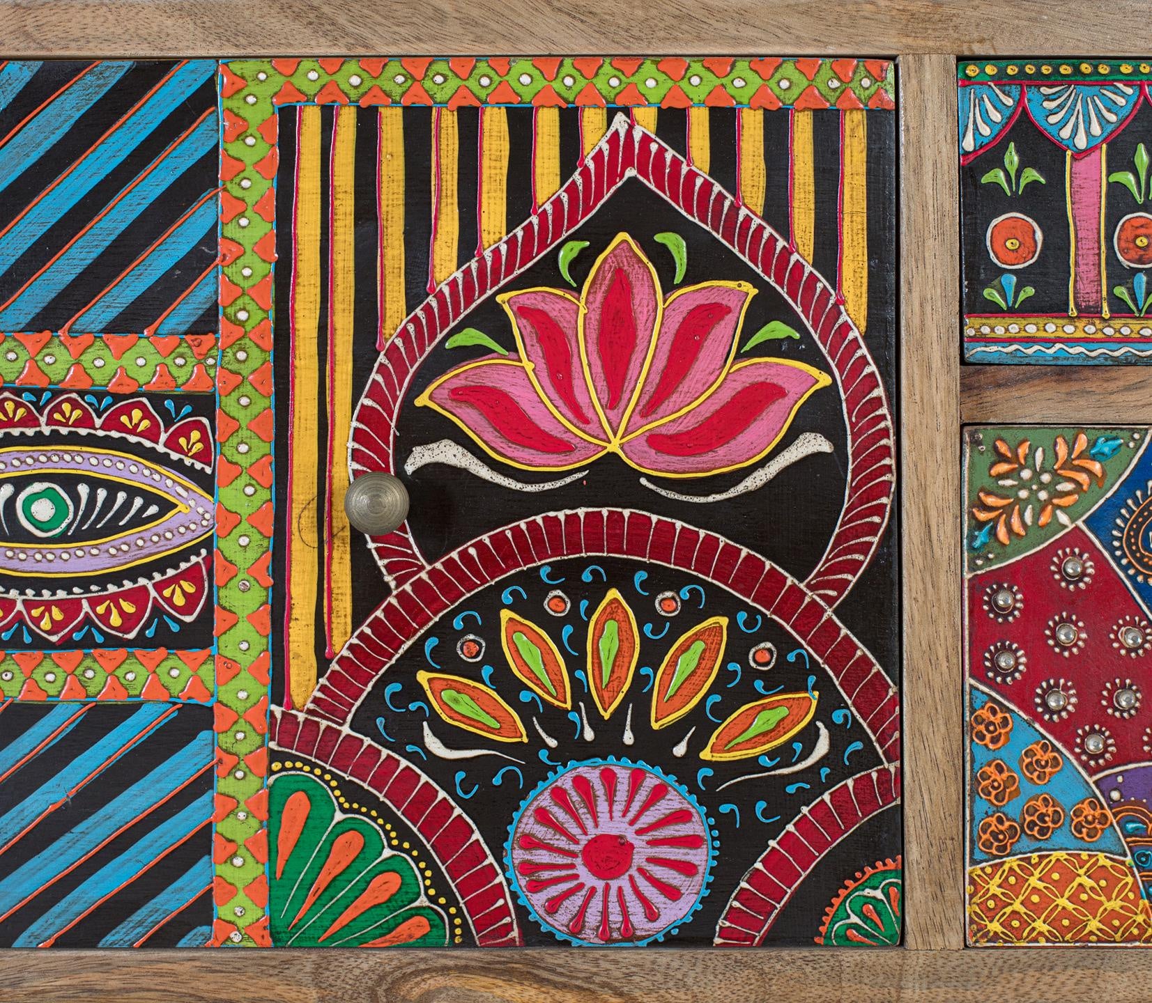 Konsola z drewna mango 100 cm w stylu boho etnicznym - 105x100x36 GYC - 4