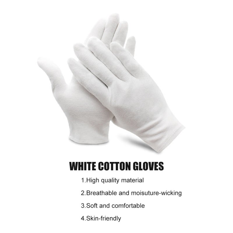 12 paires de gants en coton respirants, doux et hypoallergéniques pour le travail, l'hydratation cosmétique et l'inspection de bijoux. - 2