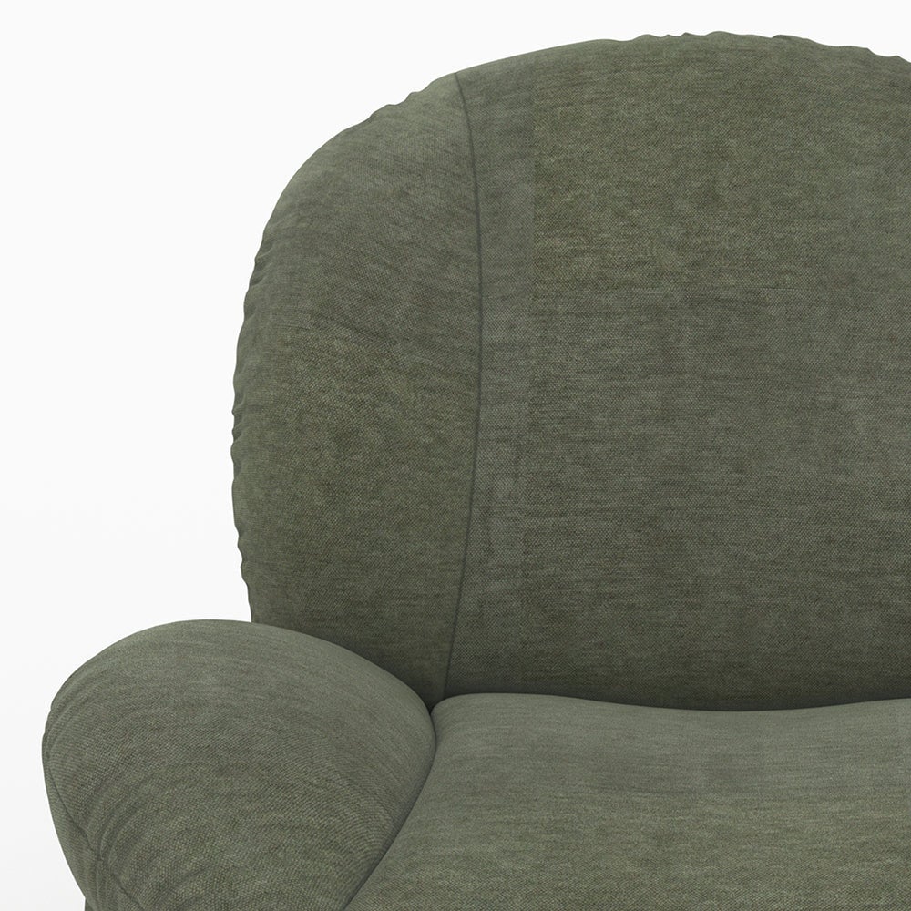 Fauteuil pivotant en tissu effet velours vert kaki - Ricci - 6